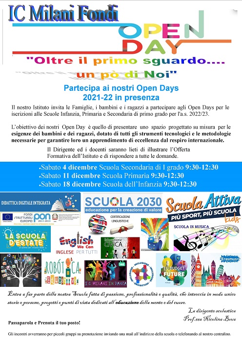 open day 2021 con immagini per sito